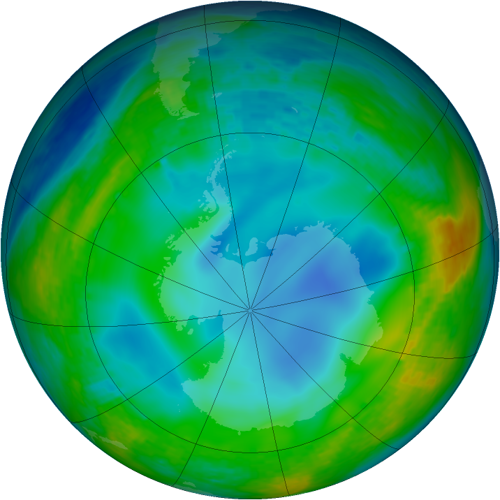 Antarctic ozone map for 21 June 1994